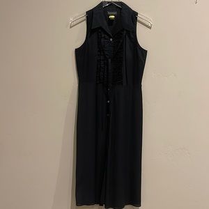 Banana republic cotton, fully lined shirt dress with tuxedo ruffles s 6